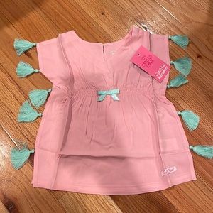 Ruffle Butts | baby girl bathing suit cover up | pink and blue tassels